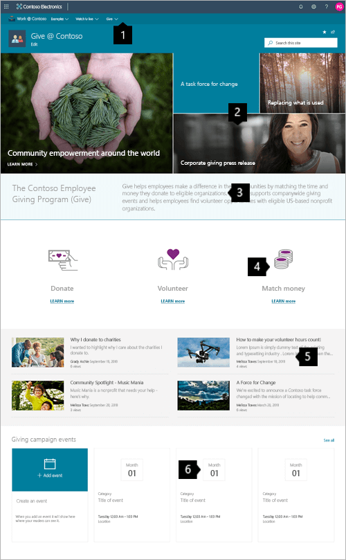 Image of the Giving Site landing page