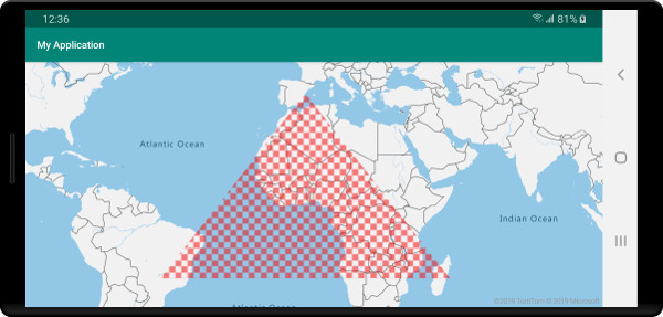 Polygon med ett fyllningsmönster renderat på kartan