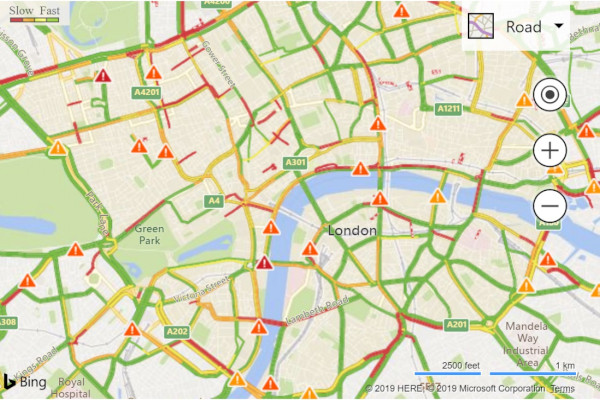 Bing-kartor trafik
