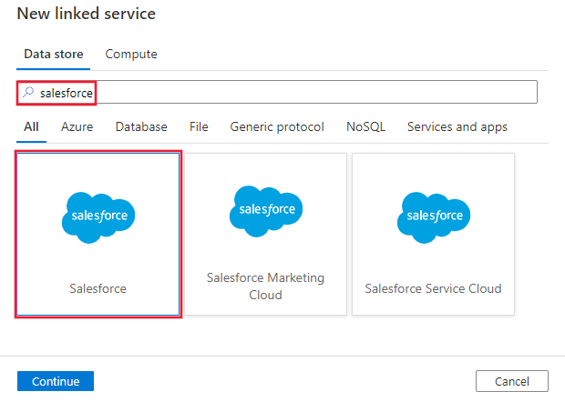 Skärmbild av Salesforce-anslutningsappen.