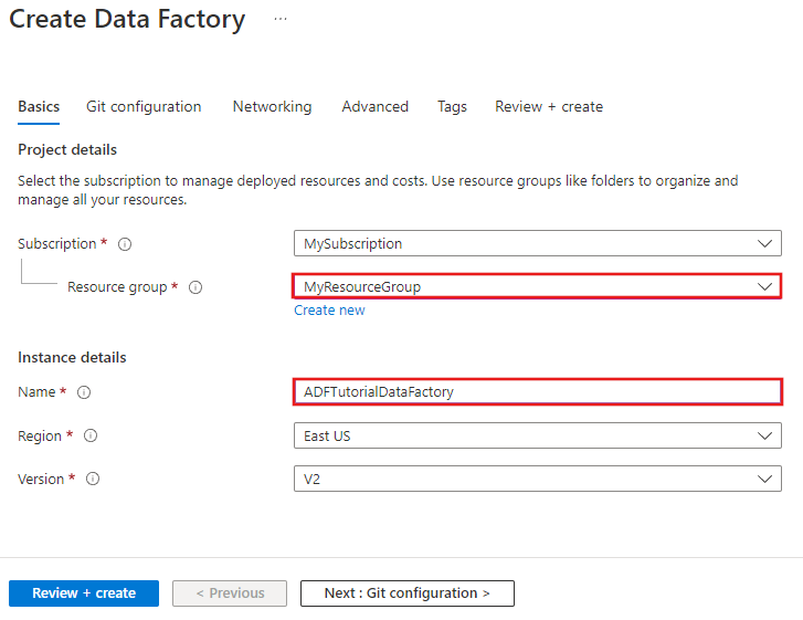 New data factory page
