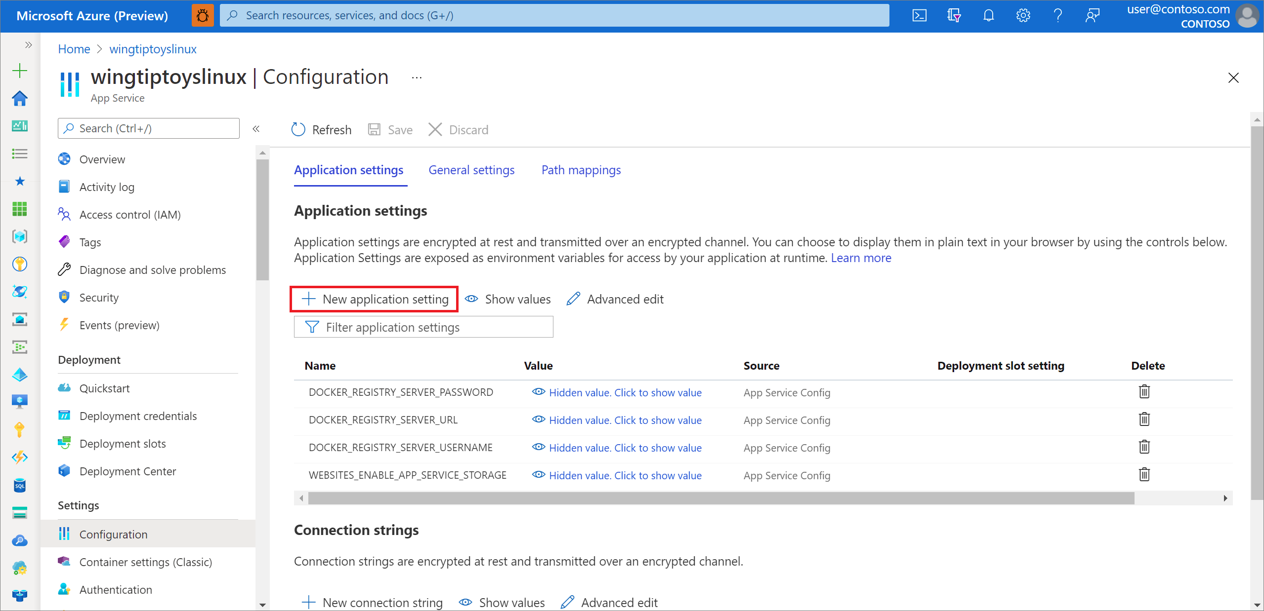 Saving a custom port number in the Azure portal