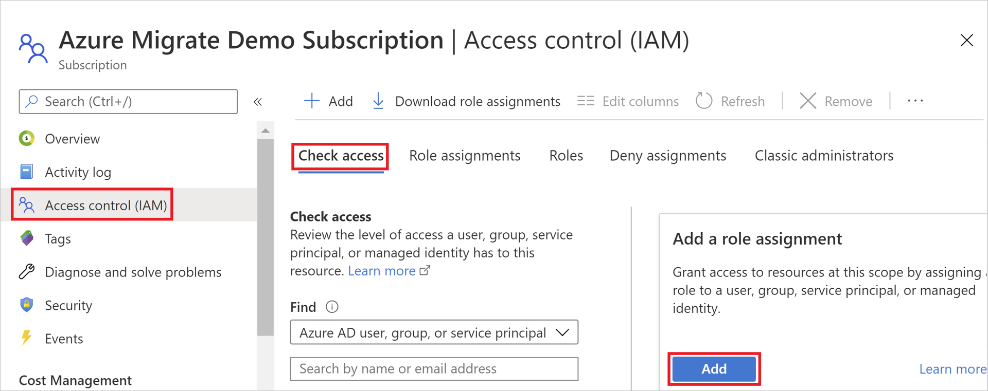 Search for a user account to check access and assign a role