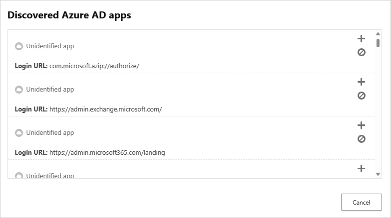 Conditional access app control discovered Azure AD apps