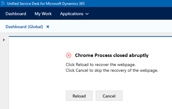 Chrome-processen avslutades plötsligt.