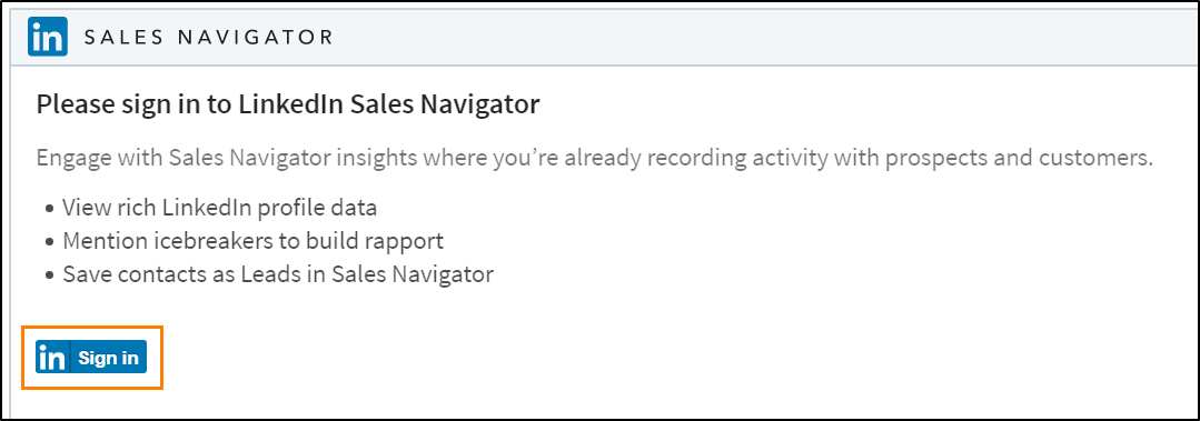 Logga in på dialogrutan LinkedIn Sales Navigator på LinkedIn.