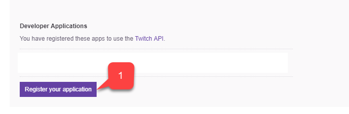 Twitch open application registration page