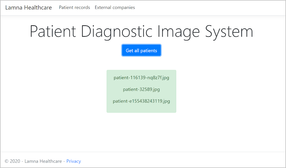 Screenshot of your company's patient diagnostic image system showing three images.