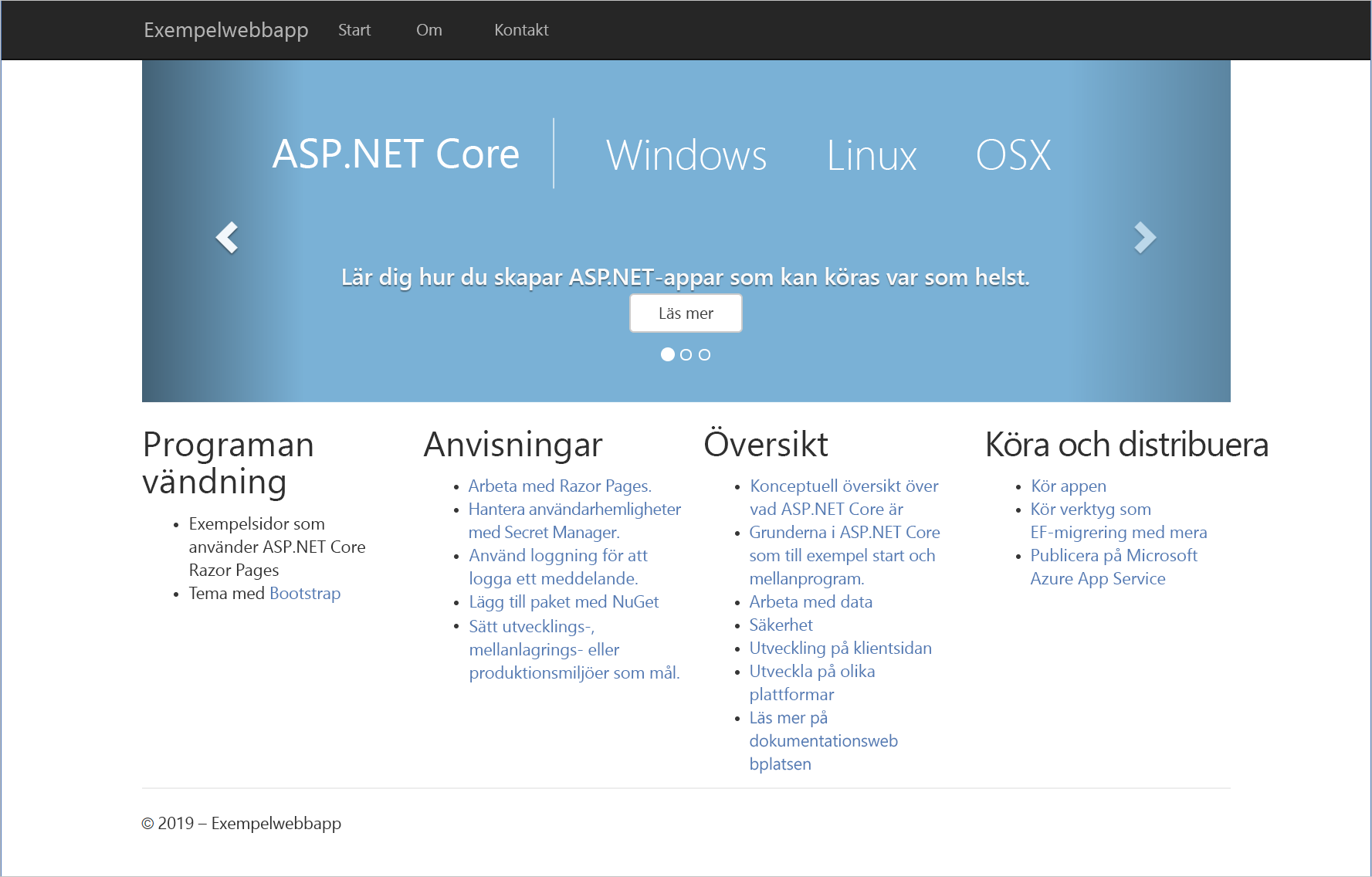 Screenshot of the sample Docker image.