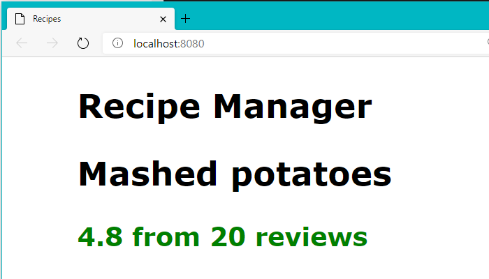 Screenshot of the recipe metadata in the browser window.