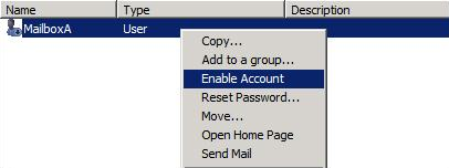 Skärmbild om hur du aktiverar kontot i Active Directory.