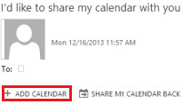 Skärmbild som visar Lägg till kalender-knappen i inbjudan.