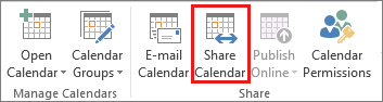 Skärmbild som visar att fliken delad kalender är markerad.