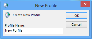 Skärmbild av fönstret Ny profil där du kan ange ett profilnamn.
