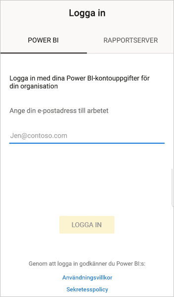 Sign in to Power BI