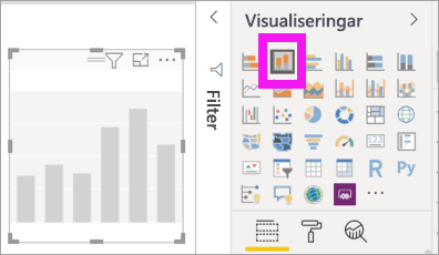 Screenshot of the Visualizations pane and an empty stacked column chart.