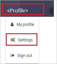 Screenshot shows Profile with Settings selected.