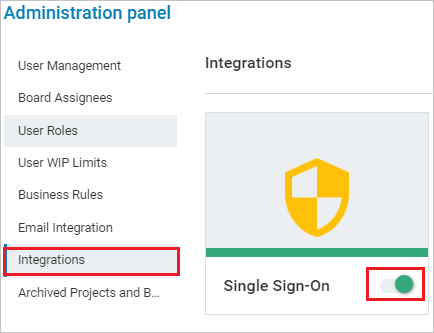 Screenshot shows the Administration panel with Integration selected.