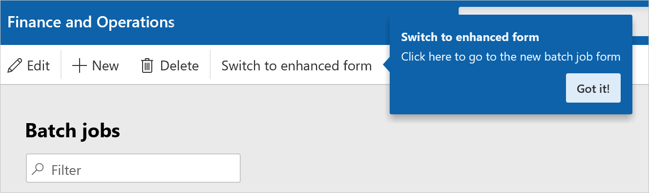 Switch to enhanced form button.