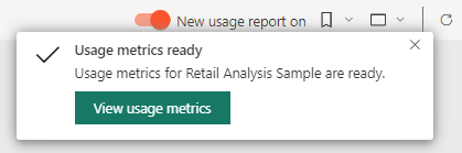 Screenshot of switching to the Usage Metrics report.
