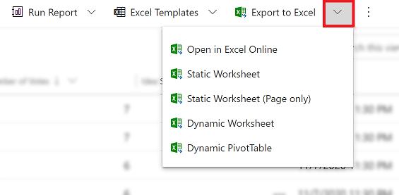 ตัวเลือกส่งออกไปยัง Excel