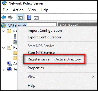 Register server in Active Directory menu option