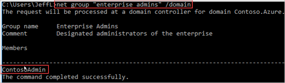 Enterprise Admins enumerated in the domain.