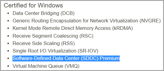 Screenshot of Windows Certified options, with a Premium AQ option highlighted.