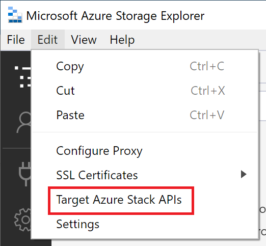 Hedef Azure Stack Hub'ın seçili olduğundan emin olun