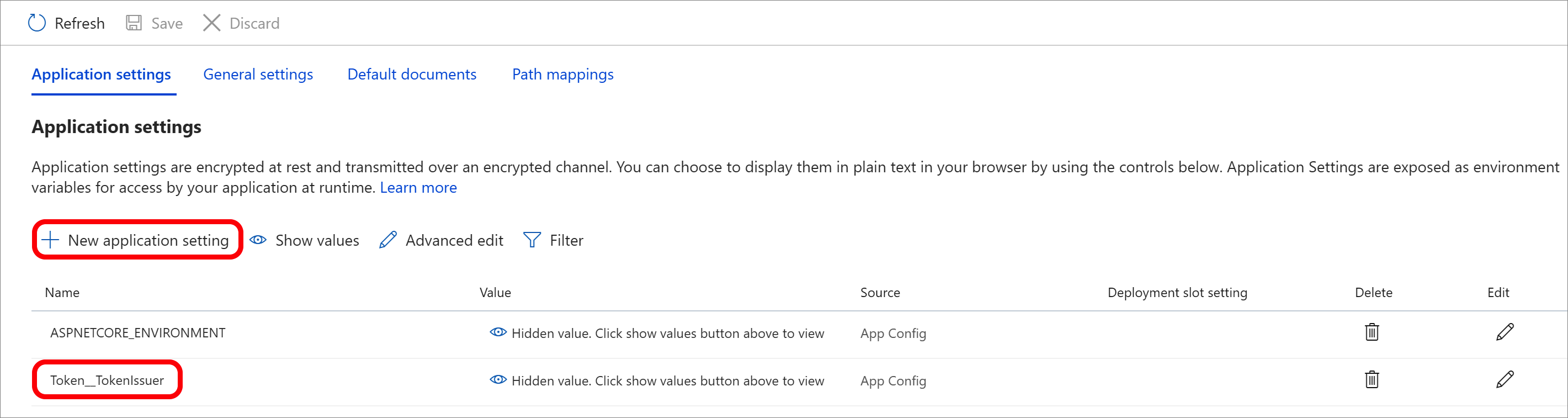 Screenshot that shows the Application settings window.
