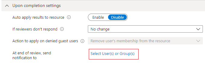 Upon completion settings - Add additional users to receive notifications screenshot.