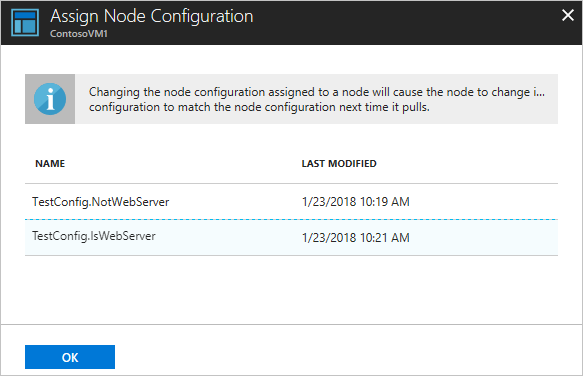 Screenshot of the Assign Node Configuration page
