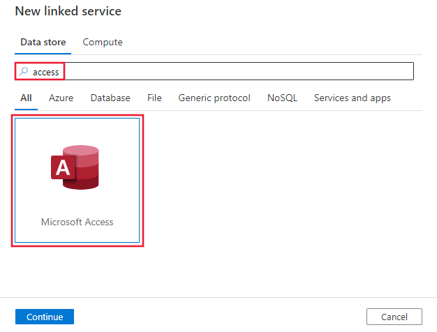 Microsoft Access bağlayıcısını seçin.