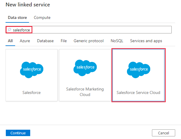 Salesforce Service Cloud bağlayıcısının ekran görüntüsü.