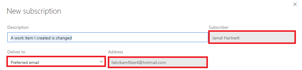 Tercih edilen e-posta adresinin ekran görüntüsü.