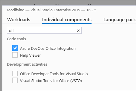 Check Azure DevOps Office Integration