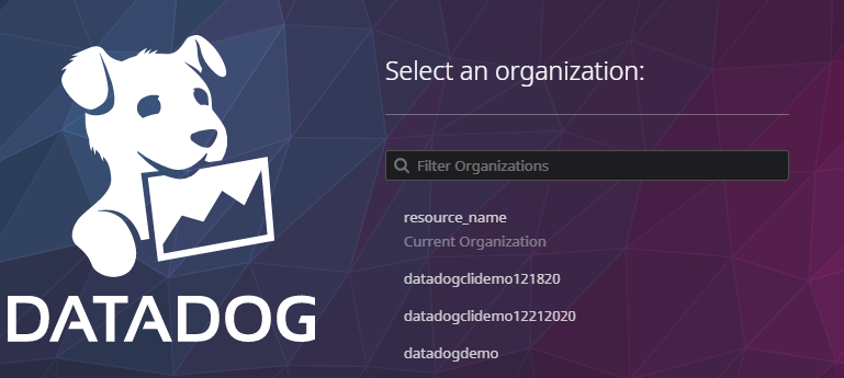 Bağlanmak için uygun Datadog kuruluşunu seçin