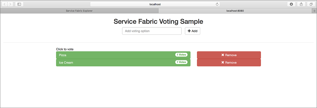 Service Fabric Voting örneği