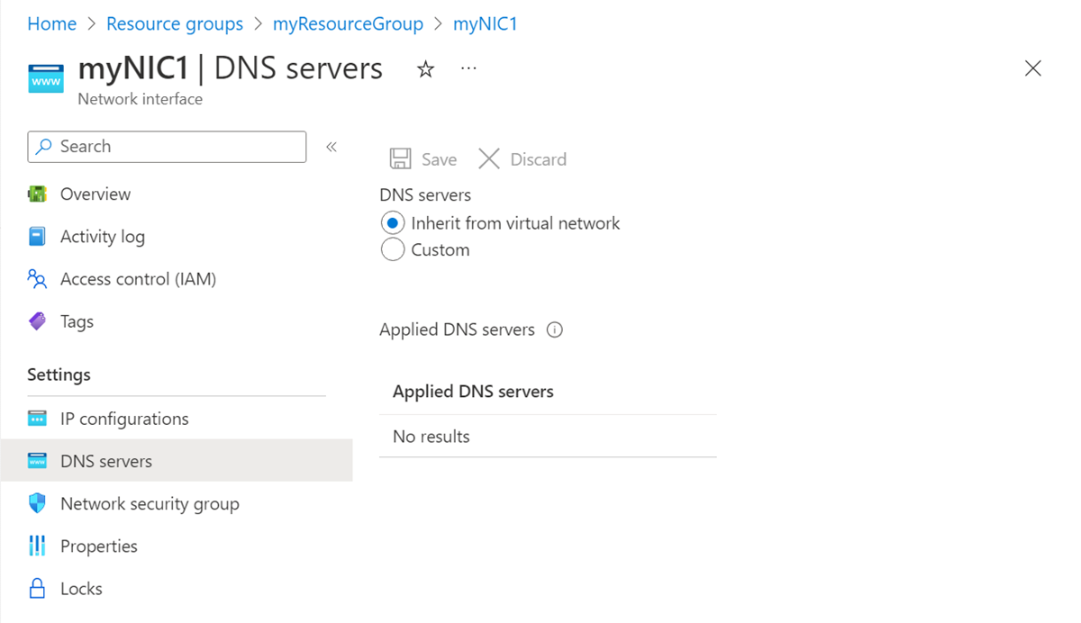 DNS sunucusu yapılandırmasının ekran görüntüsü.