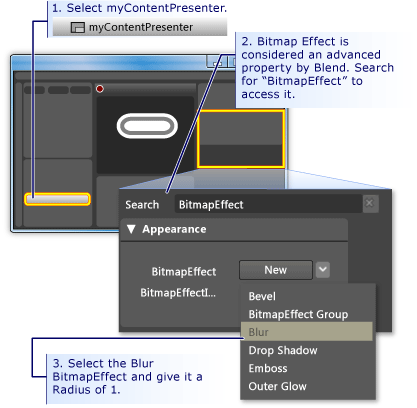 How to blur the content of a button