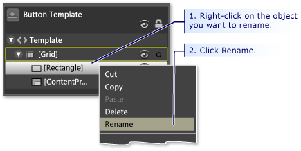 How to rename a component of a template