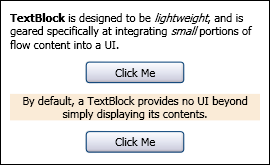 Ekran görüntüsü: TextBlocks ve düğmeler