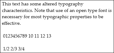 Ekran görüntüsü: Değiştirilmiş tipografi içeren metin