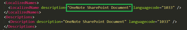 Tüm OneNote SharePoint belgeleri için arama layoutxml'i.