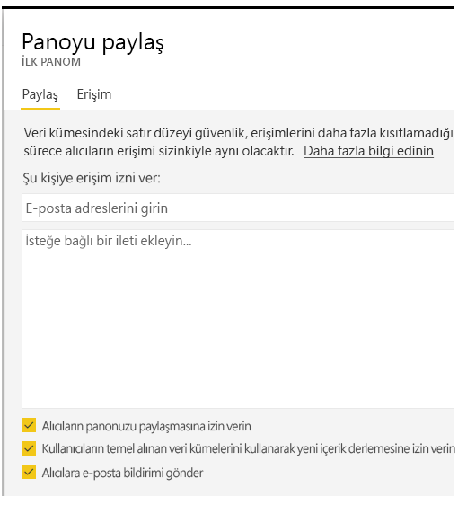 'Panoyu paylaş' iletişim kutusunun ekran görüntüsü.
