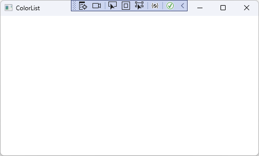 Screenshot that shows an empty Color List window.