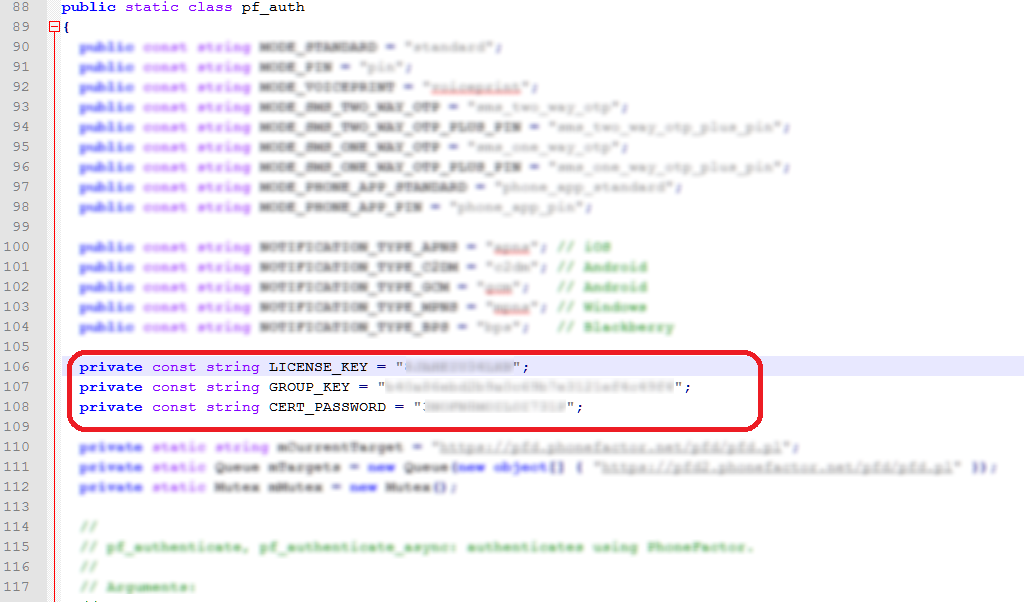 pf_auth.cs dosyasından değerleri kopyalama - ekran görüntüsü