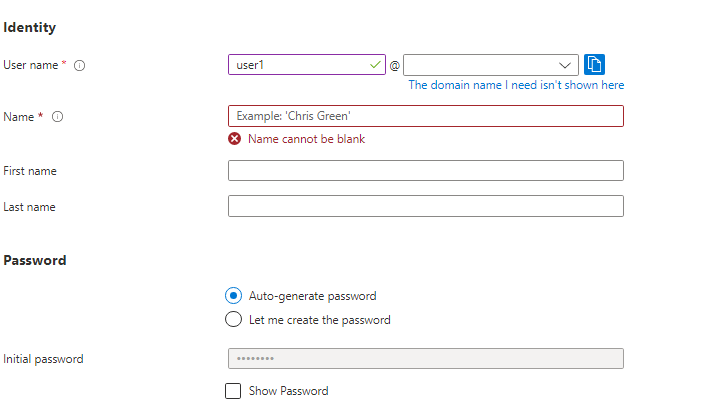 Screenshot showing how to create a Microsoft Entra ID master user.