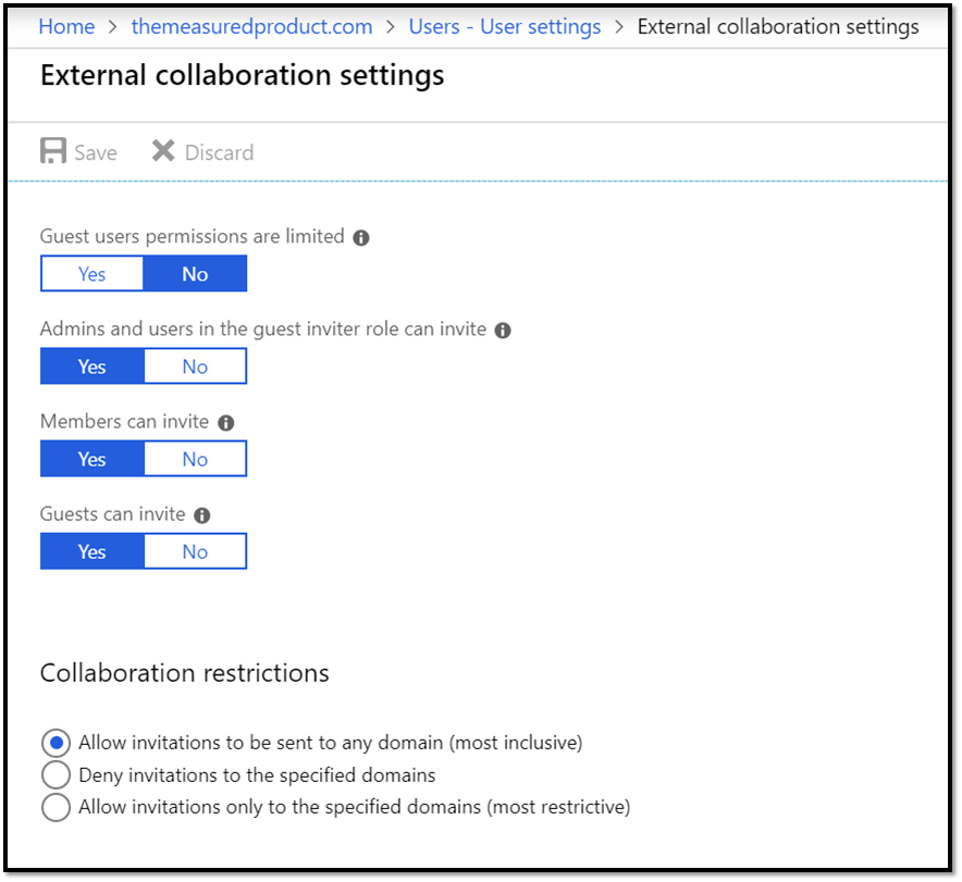 External collaboration settings