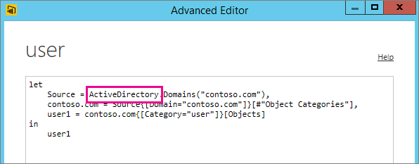 Screenshot shows the Advanced Editor with the source provider highlighted.
